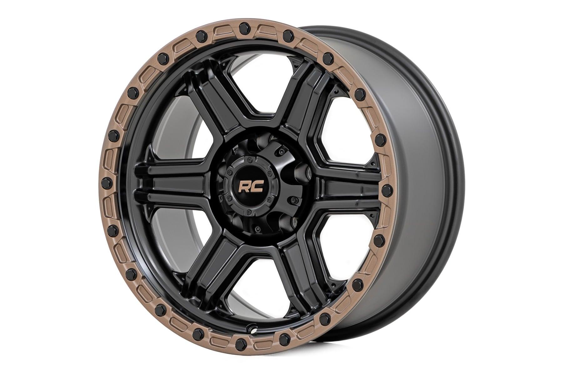 Rough Country 79 Series Wheel One-Piece Semi Gloss Black w/Bronze Ring 18x9 6x135 -12mm (2003-2012 Expedition, F-150) - 79181217