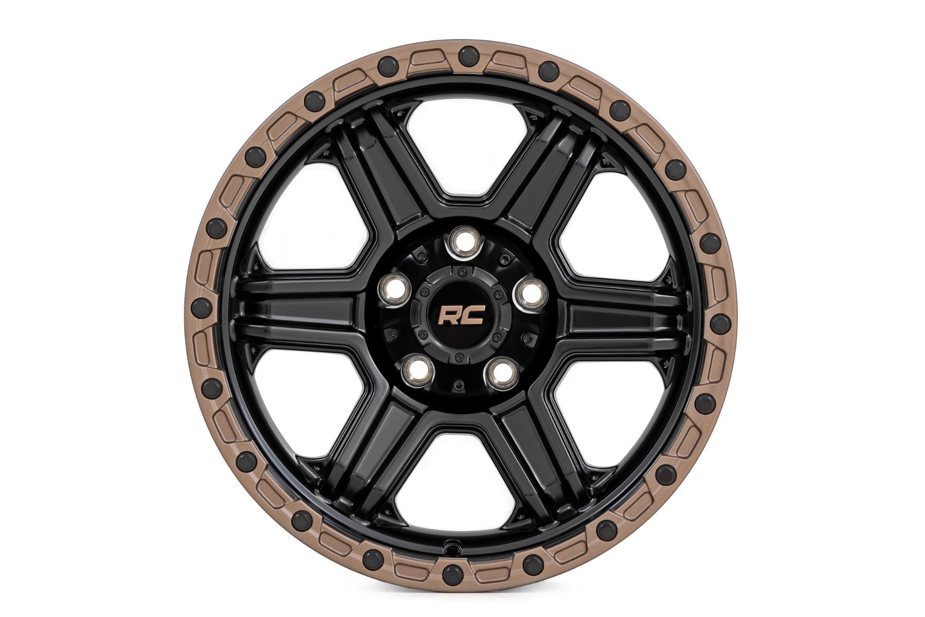 Rough Country 79 Series Wheel One-Piece Semi Gloss Black w/Bronze Ring 18x9 6x135 -12mm (2003-2012 Expedition, F-150) - 79181217