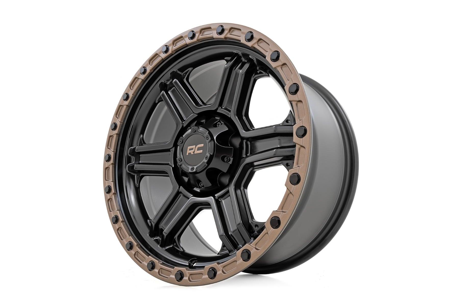 Rough Country 79 Series Wheel One-Piece Semi Gloss Black w/Bronze Ring 18x9 6x135 -12mm (2003-2012 Expedition, F-150) - 79181217