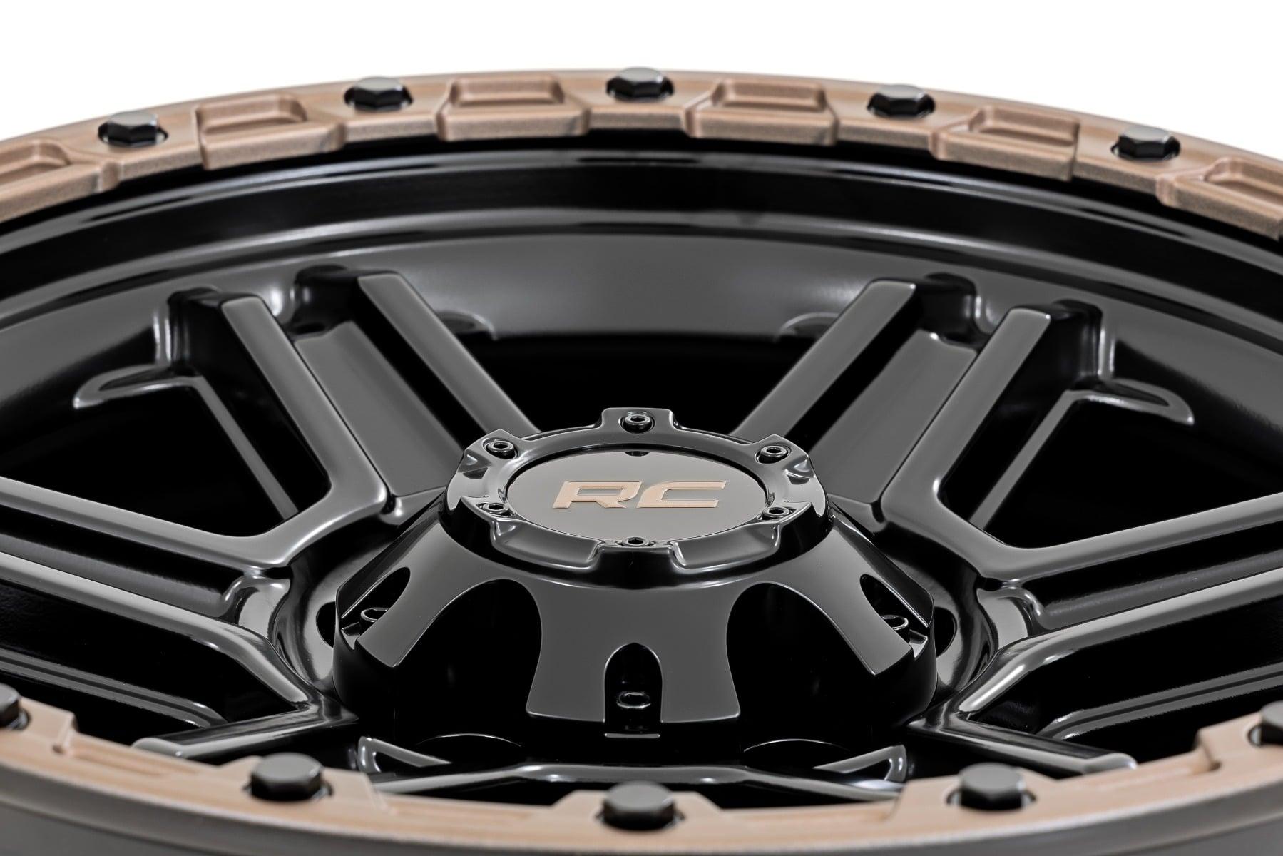 Rough Country 79 Series Wheel One-Piece Semi Gloss Black w/Bronze Ring 18x9 6x135 -12mm (2003-2012 Expedition, F-150) - 79181217