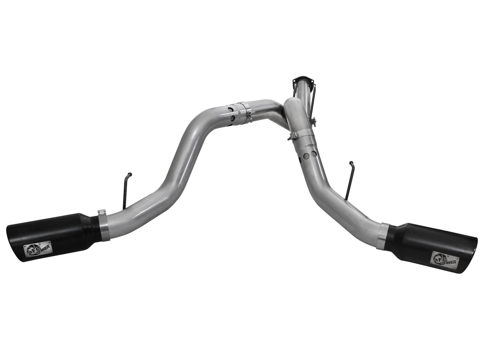 AFE Large Bore-HD 4 IN 409 Stainless Steel DPF-Back Exhaust System w/Black Tip - 49-43065-B