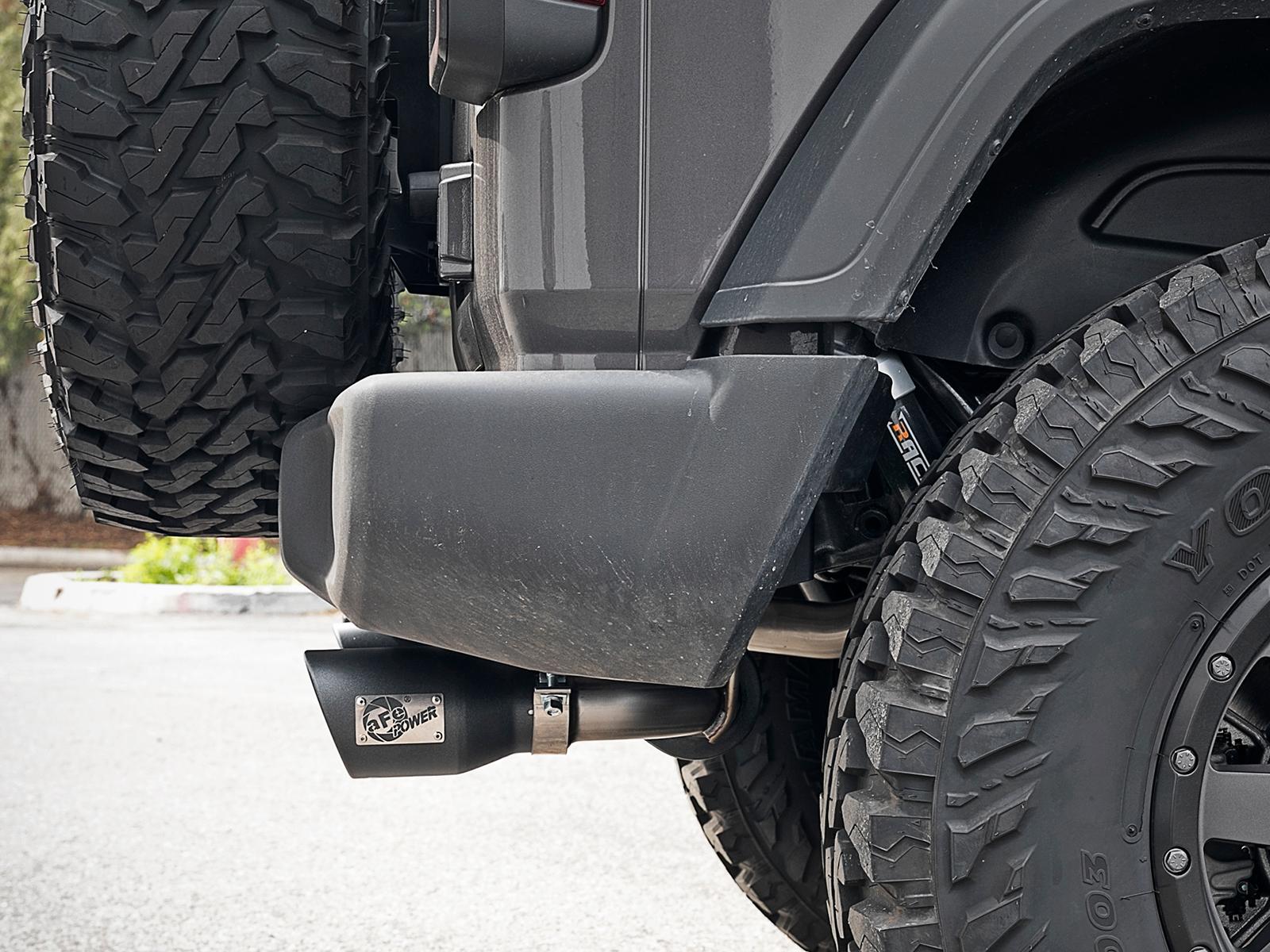 AFE MACH Force-Xp Cat-Back Exhaust w/ Dual Black Tip (2018-2021 Wrangler, Wrangler) - 49-48076-B