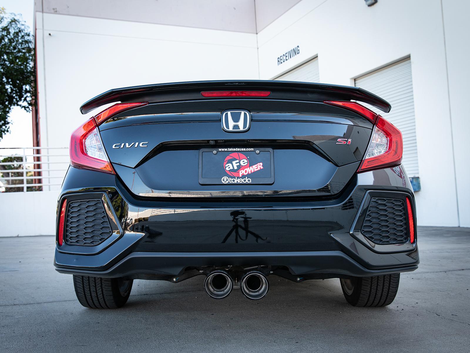 AFE Takeda 2-1/2 IN 304 Stainless Steel Cat-Back Exhaust System w/ Carbon Fiber Tip (Honda Civic Si Sedan 17-20 L4-1.5L (t)) - 49-36619-C