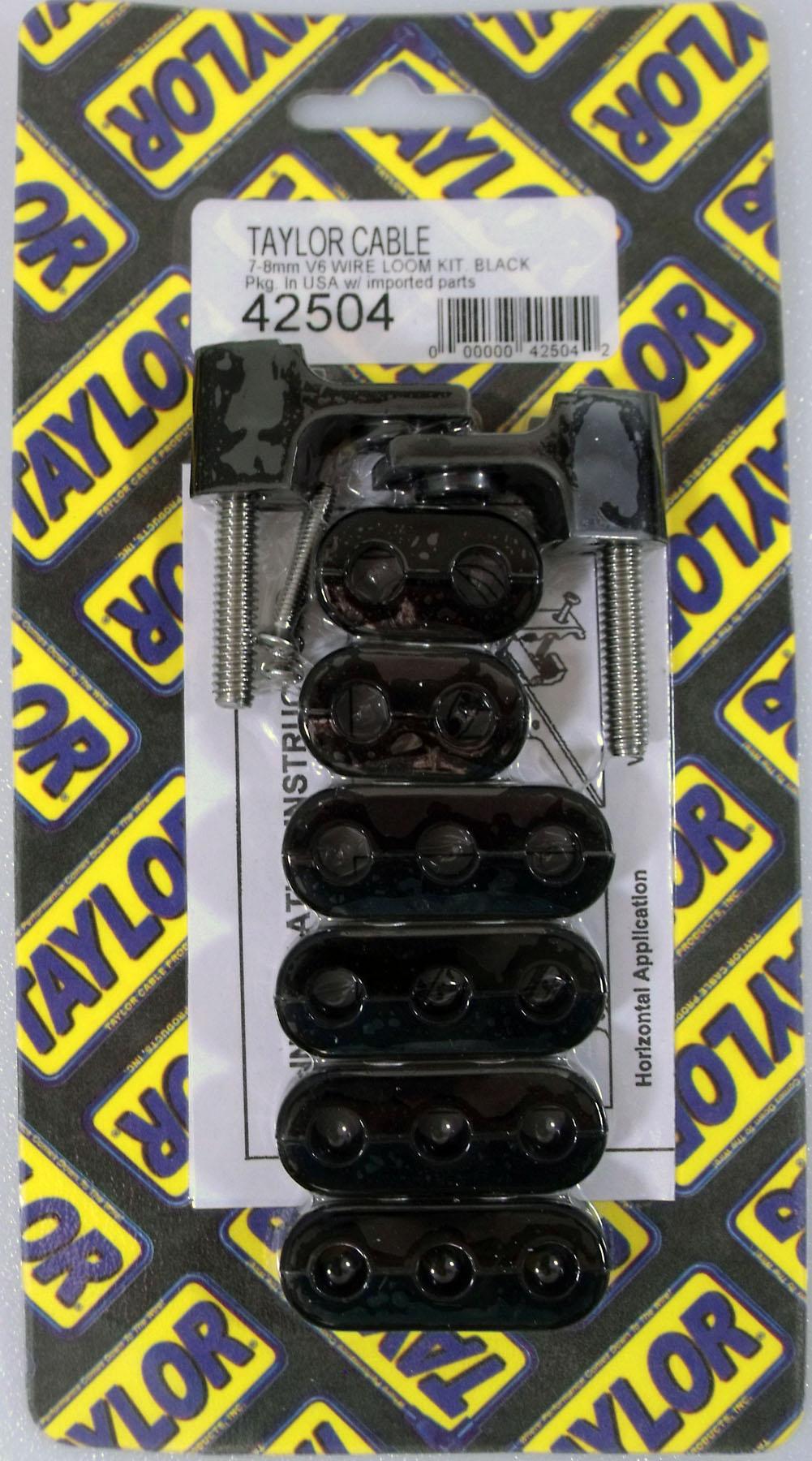 TAYLOR CABLE 7-8mm V6 Horizontal Wire Loom Kit black  - 42504