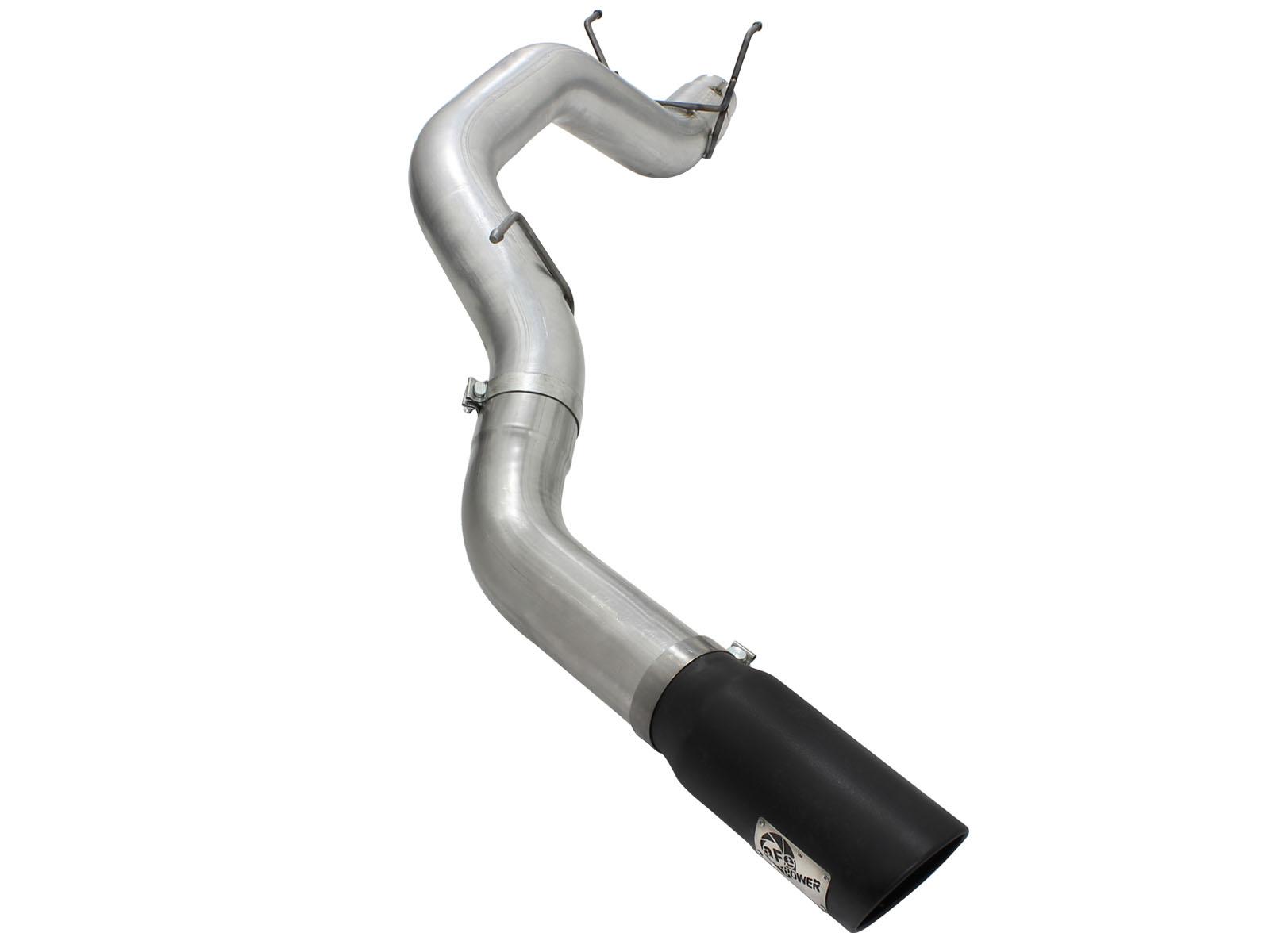 AFE Large Bore-HD 5 IN 409 Stainless Steel DPF-Back Exhaust System w/Black Tip (2013-2018 2500, 2500, 3500, 3500) - 49-42039-B