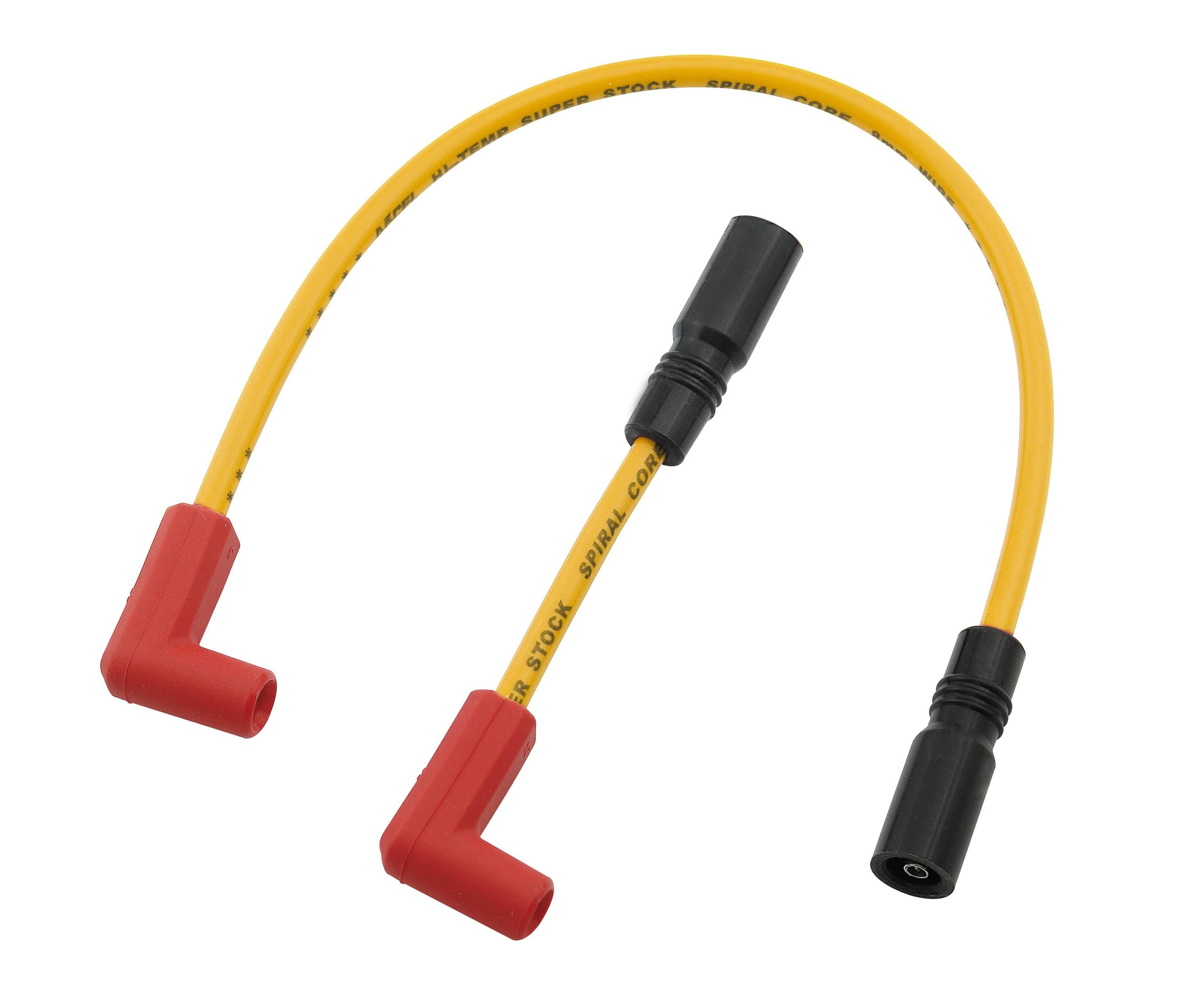 ACCEL Custom Fit Super Stock Spark Plug Wire Set; Motorcycle Custom Wire Set; 8 mm; Fits Harley 00-15 Softail [Carb Or Fuel Injected]; Twin Cam; Yellow; - 171100-Y