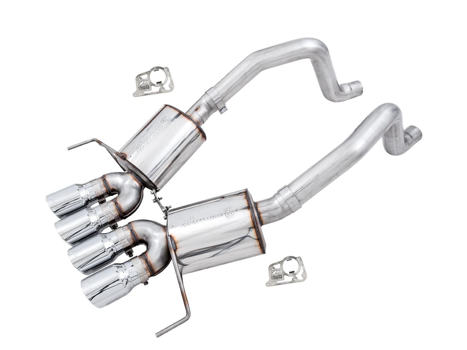 AWE Touring Edition Axleback Exhaust for C7 Corvette Stingray / Z51 / Grand Sport / Z06 / ZR1 -- Chrome Silver Tips (includes AWE AFM valve simulators) - 3015-42133