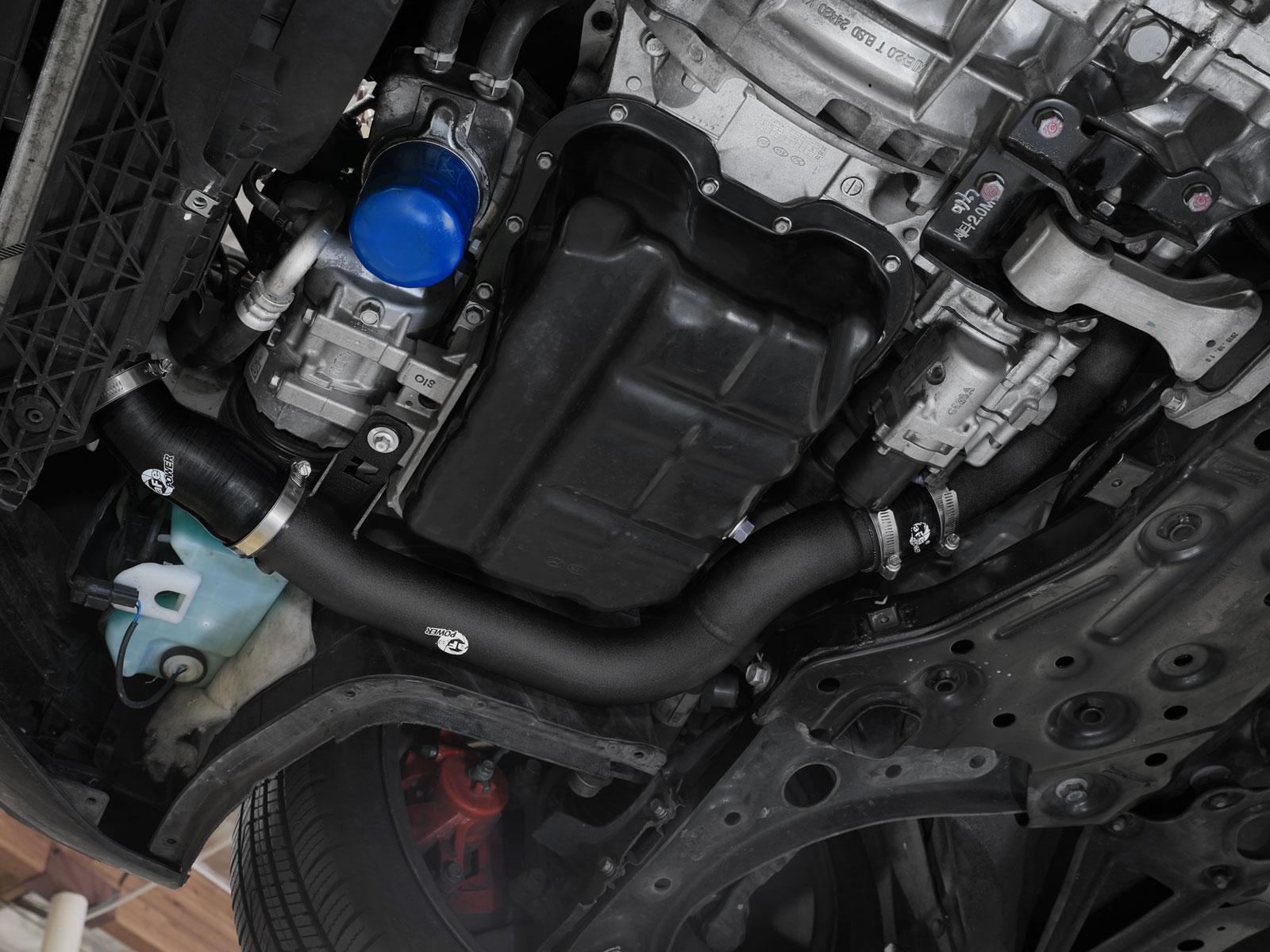 AFE BladeRunner 2-1/4 IN to 2-1/2 IN Aluminum Hot Charge Pipe Black (2019-2022 Veloster N) - 46-20768-B