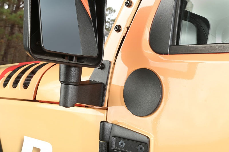 Rugged Ridge Mirror Relocation Bracket Kit Textured Black; 07-18 Jeep Wrangler Jk - 11025.07