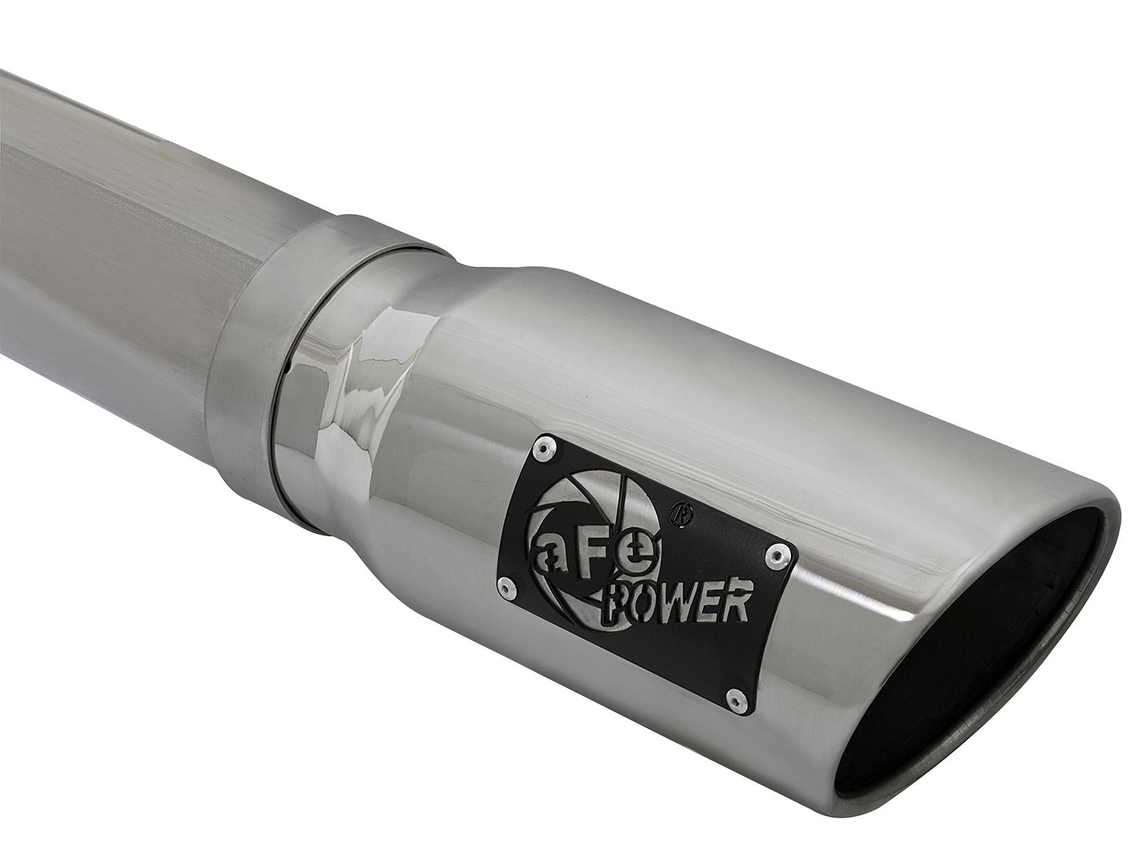AFE Large Bore-HD 4 IN 409 Stainless Steel Cat-Back Exhaust System w/ Polished Tip - 49-42005