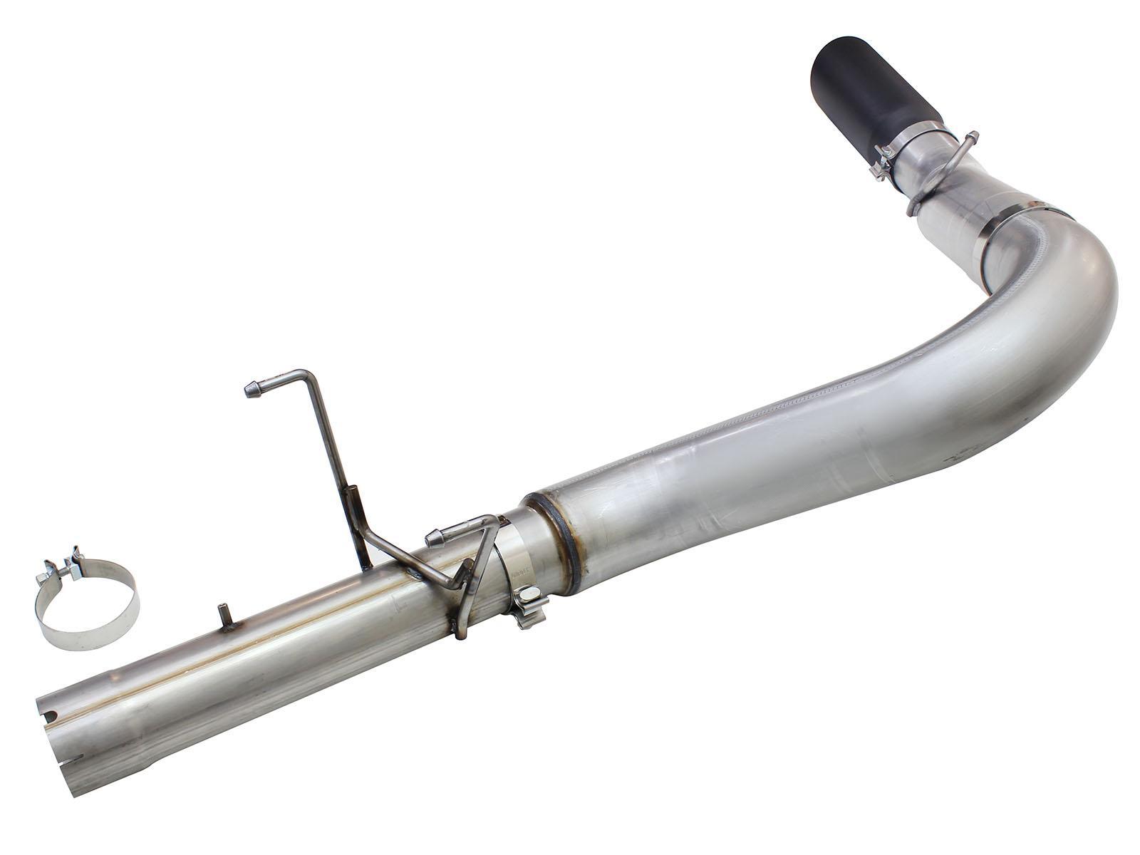 AFE Large Bore-HD 5 IN 409 Stainless Steel DPF-Back Exhaust System w/Black Tip (2013-2018 2500, 3500) - 49-42051-1B