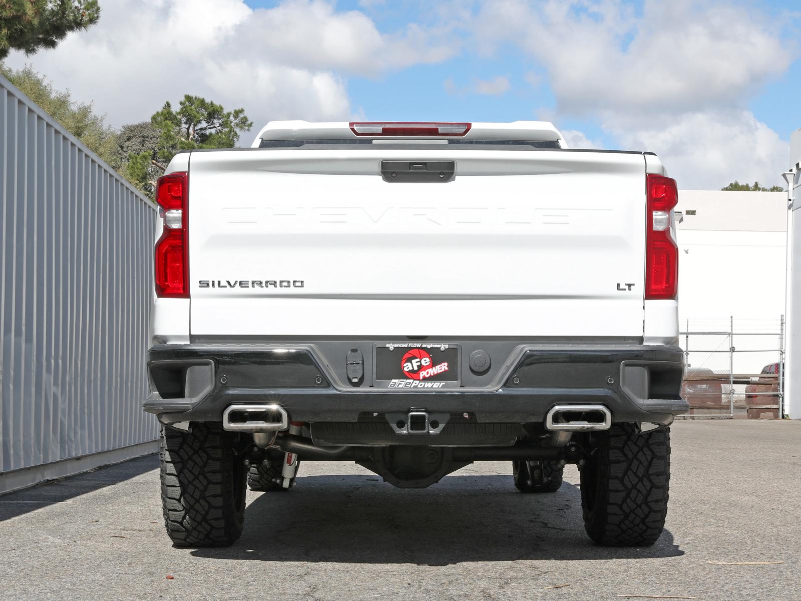 aFe XV 4" to Dual 3" 304 Stainless Steel Cat-Back Exhaust System w/ Cut Out (2019-2022 GM Silverado / Sierra 1500 V8-6.2L)- 49-34140