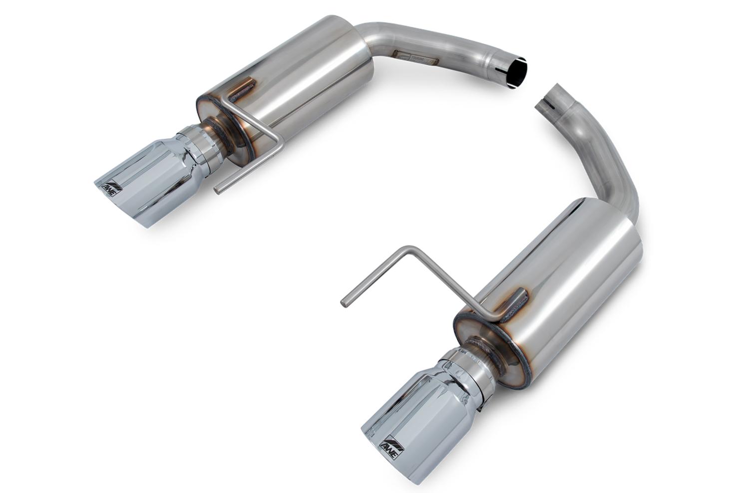 AWE 2.5" Axleback Exhaust Touring with 4" Chrome Tips (2015-2023 S550 Ecoboost Mustang / 2024 S650 Mustang Ecoboost Non Active) - 3015-32086