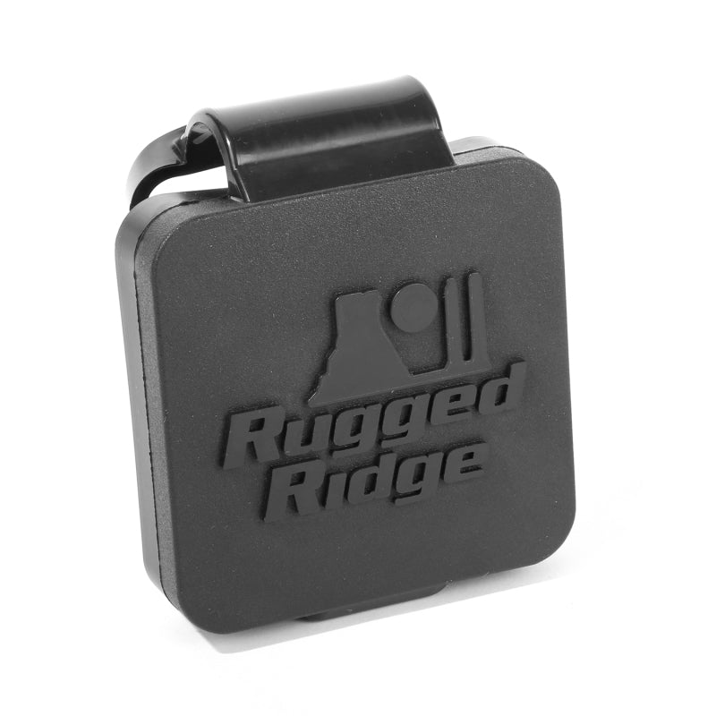 Rugged Ridge Trailer Hitch Plug 2 Inch Receiver Black Rugged Ridge Logo - 11580.26
