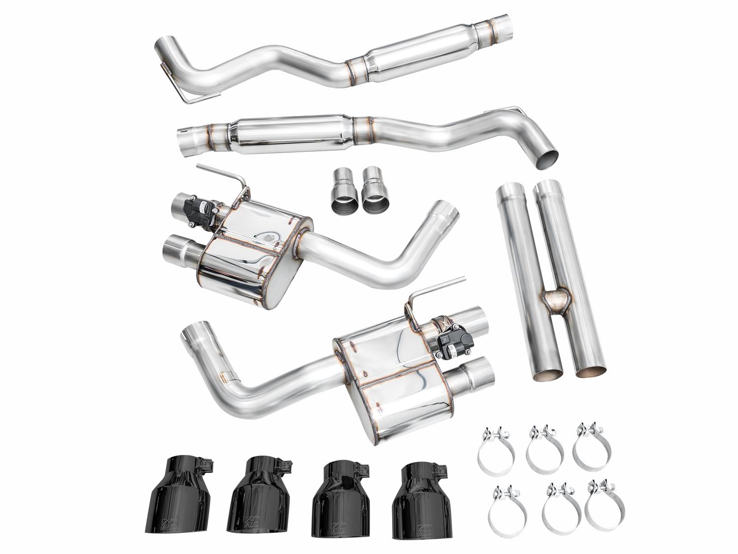 AWE SwitchPath Catback Exhaust - Quad Diamond Black Tips (2024-2026 Mustang Dark Horse) - 3025-43375