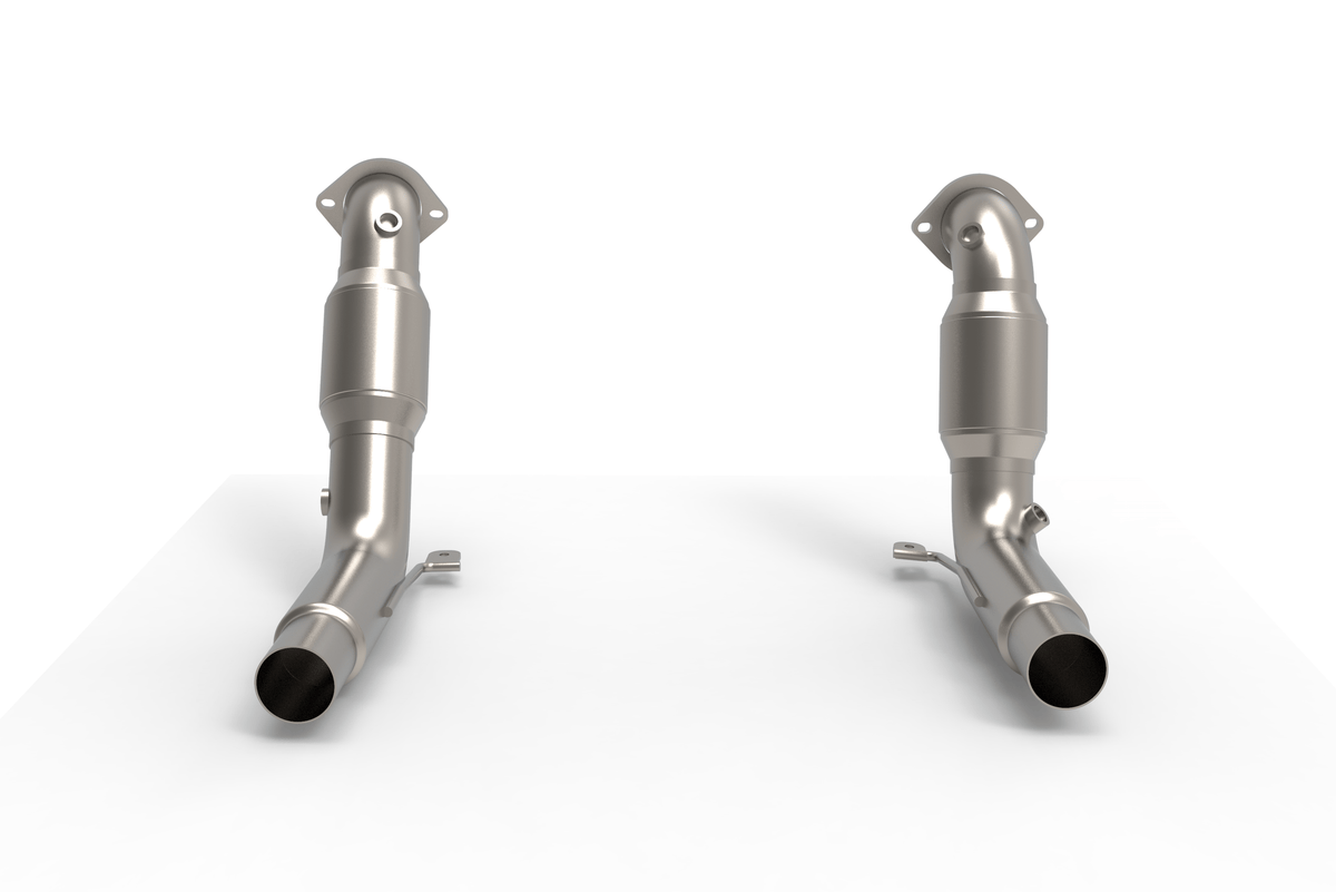 Kooks Stainless Steel Performance GREEN Catted Downpipes (2025 Explorer ST / Lincoln Aviator) - 15123300