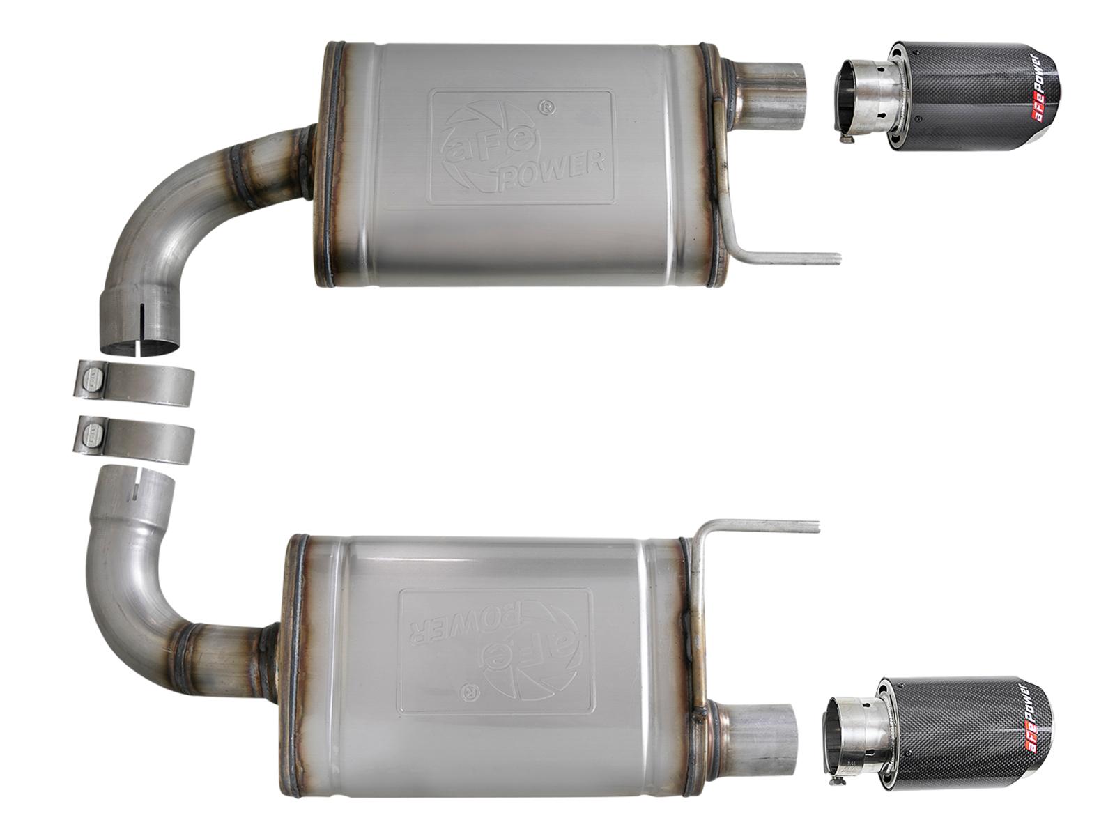 AFE 49-43105-C 2015-2017 Mustang GT 5.0L MACH Force-Xp 2-1/2" 409 Stainless Steel Axle-Back Exhaust System (Carbon Fiber Tips)