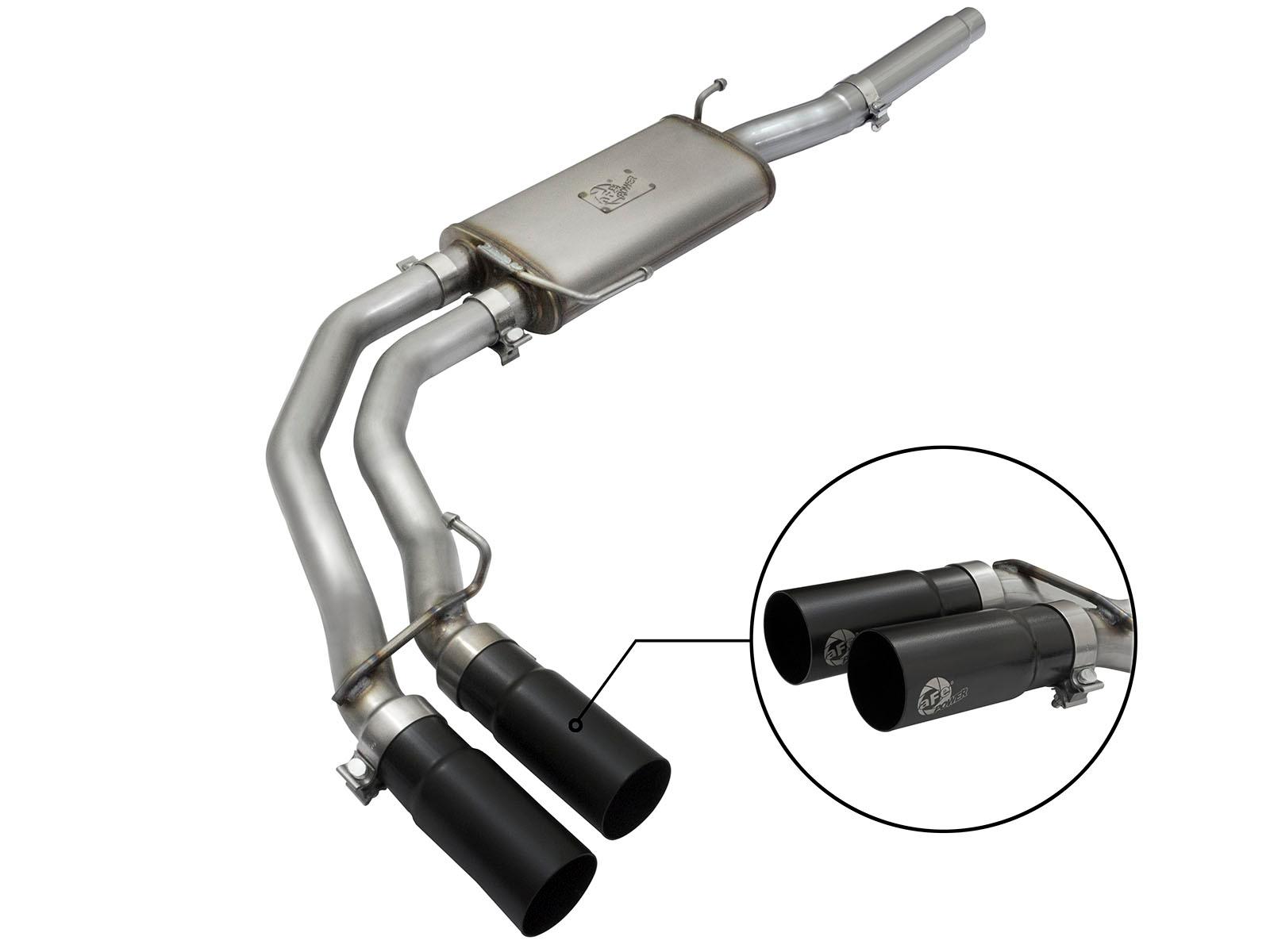 AFE Rebel Series 3 IN to 2-1/2 IN 409 Stainless Steel Cat-Back Exhaust w/Black Tip (2004-2008 F-150) - 49-43079-B