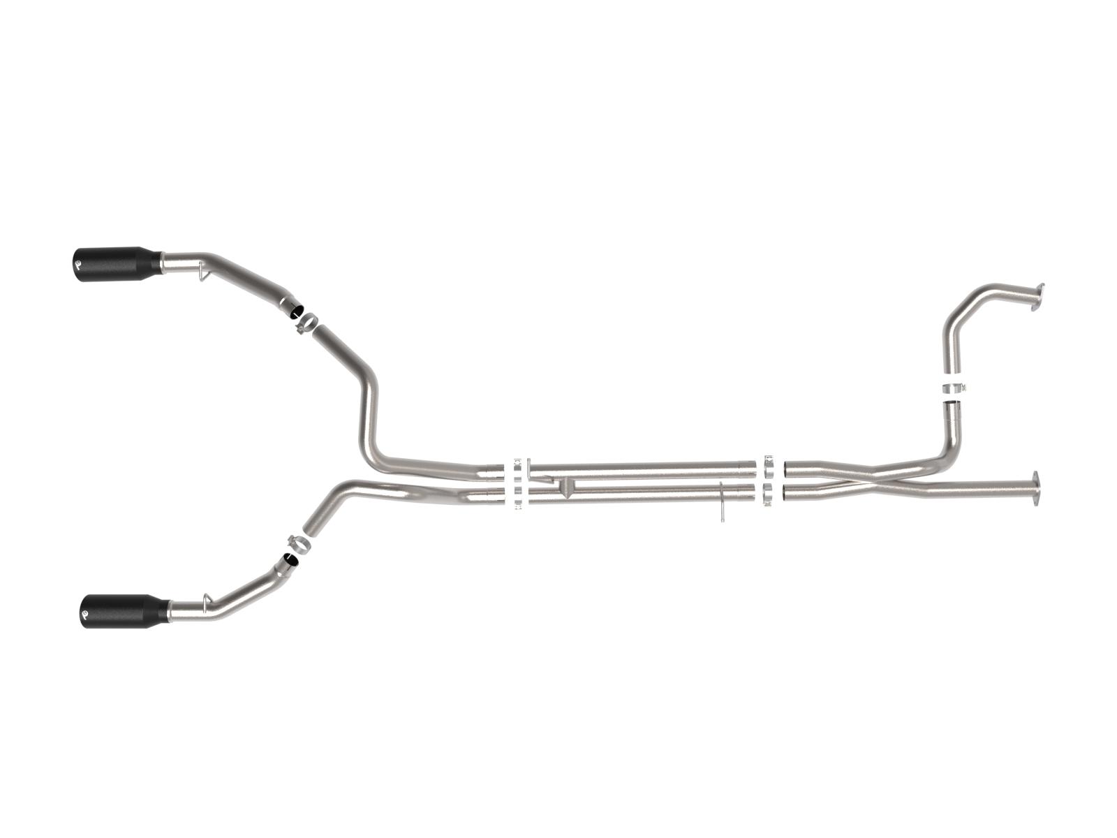 AFE 49-32084-B Vulcan Series 3" to 3-1/2" 304 Stainless Steel Cat-Back Exhaust System w/ Black Tips (2021+ Dodge Ram 1500 TRX V8-6.2L SC)