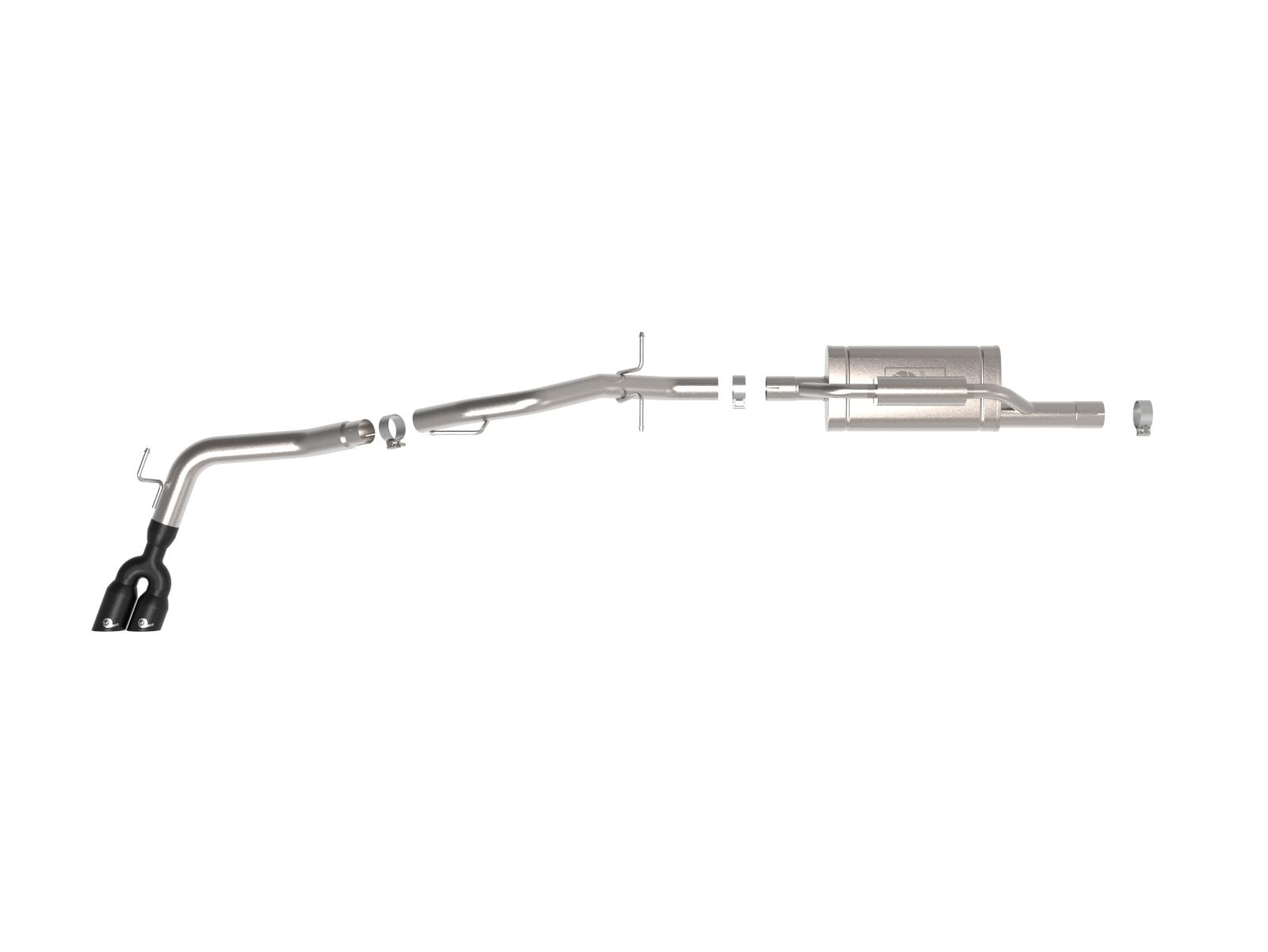 aFe Vulcan Series 2-1/2 IN to 3 IN 304 Stainless Steel Cat-Back Exhaust System w/ Black Tip
 (2024+ Ranger) - 49-33148-B