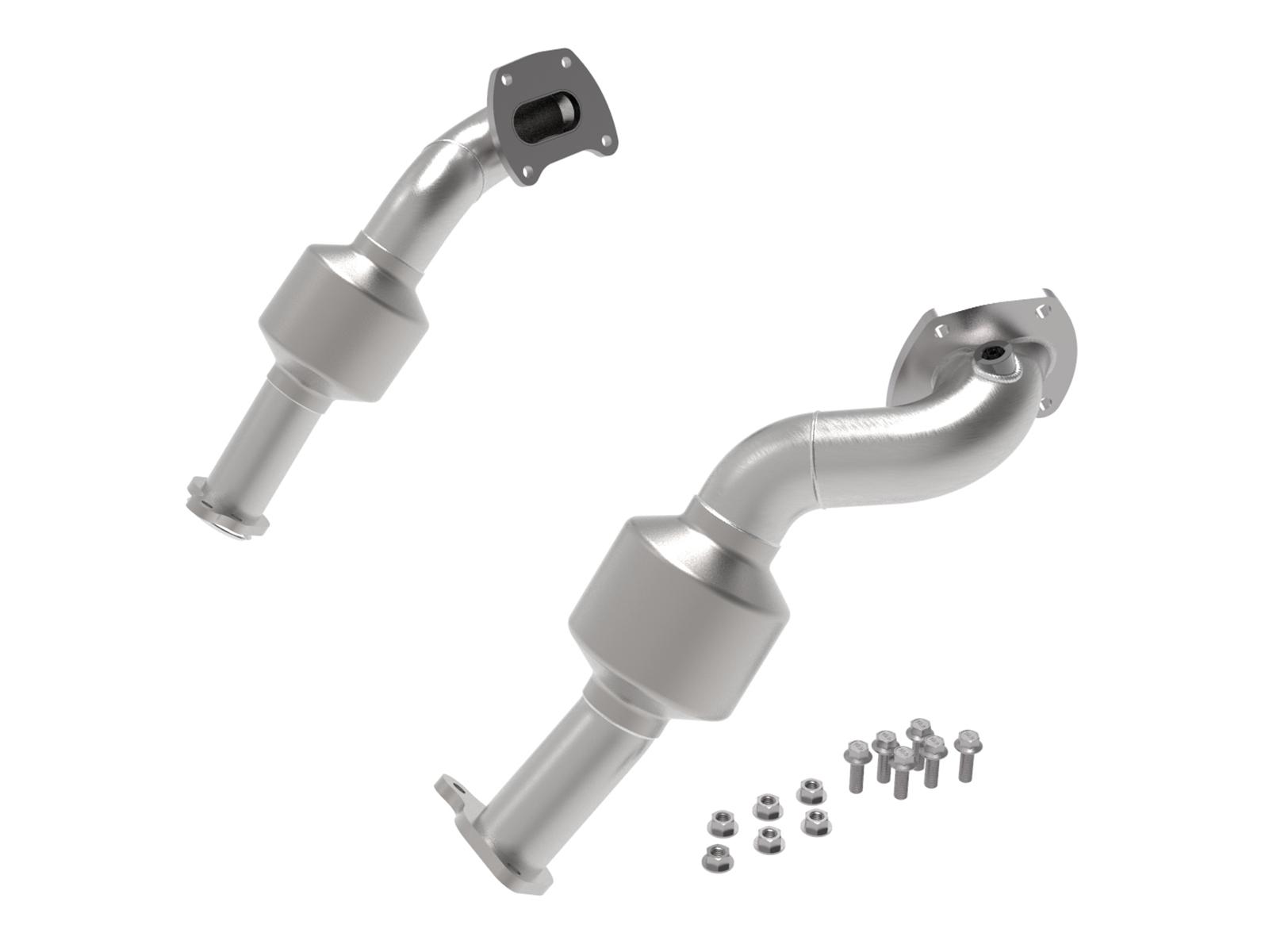 AFE Twisted Steel Down Pipe 2-1/2 to 2-1/4 IN 409 Stainless Steel w/ Cat (Toyota Tacoma 16-19 V6-3.5L) - 48-46012-HC