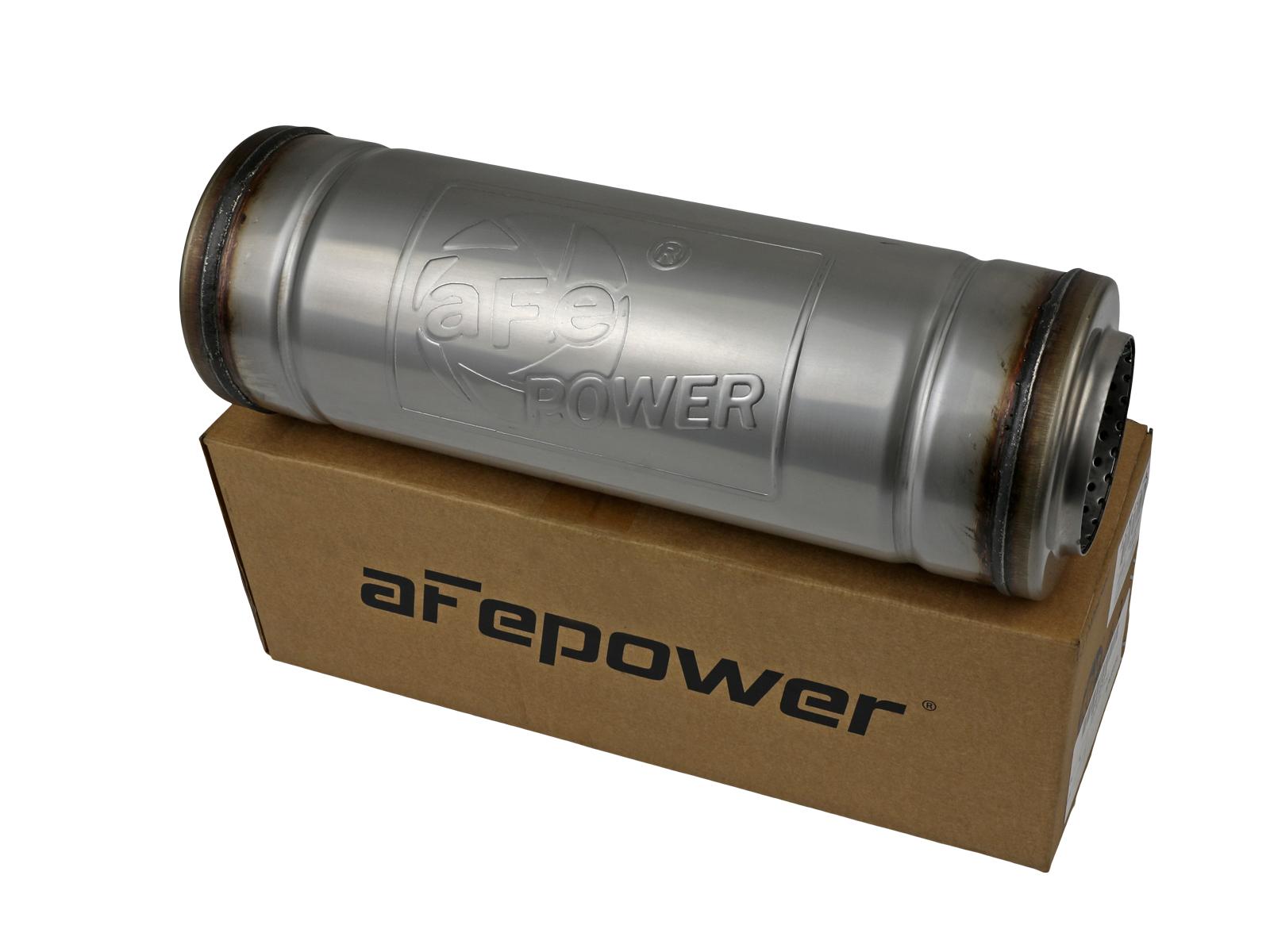 AFE MACH Force-Xp 304 Stainless Steel Muffler (3 IN ID Center/Center x 5 IN Dia. x 14 IN L - Round Body) - 49M30049