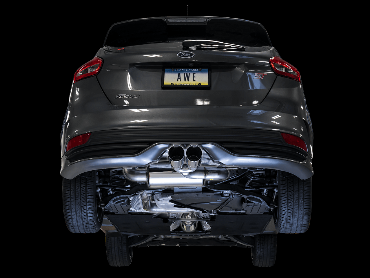 AWE 3015-33092 2013-2018 Focus ST Touring Edition Catback Exhaust with Diamond Black Tips (Non Resonated)