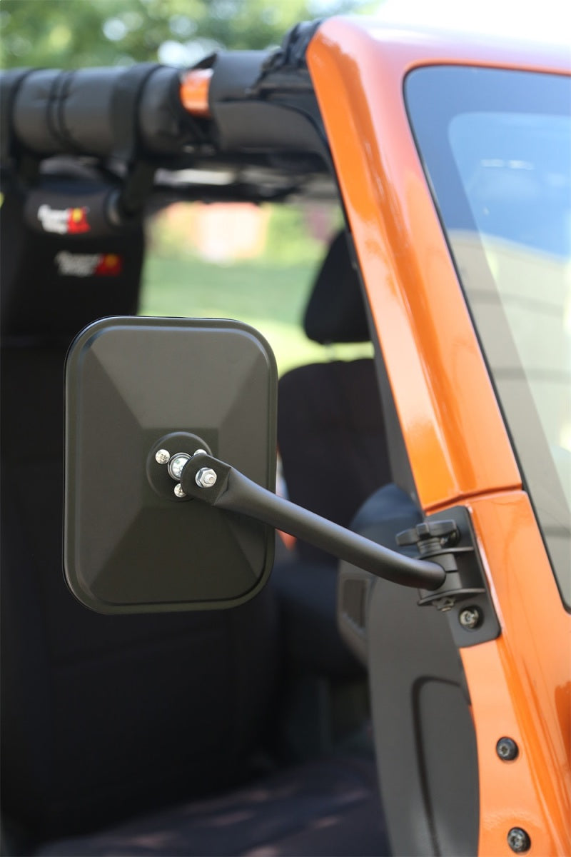 Rugged Ridge Quick Release Mirror Rectangular Textured Black; 97-18 Wrangler - 11025.14
