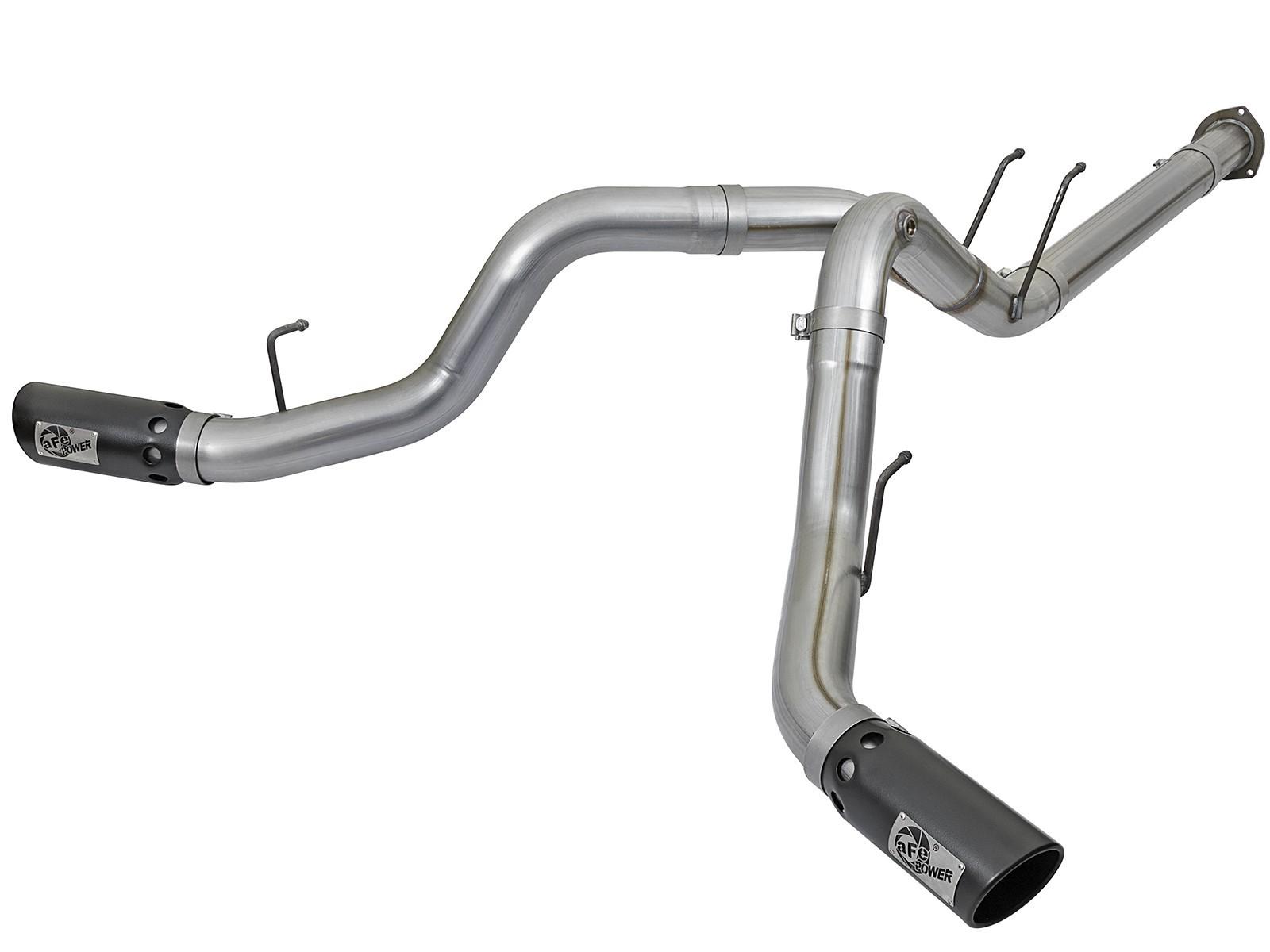 AFE Large Bore-HD 4 IN 409 Stainless Steel DPF-Back Exhaust System w/Black Tip (2017-2021 F-250 Super Duty, F-350 Super Duty) - 49-43092-B