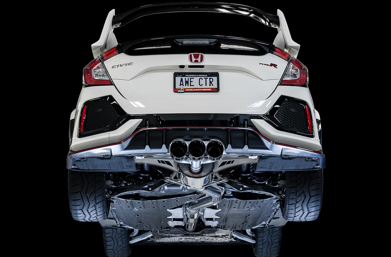 AWE Touring Edition Exhaust for FK8 Civic Type R (includes Front Pipe and DualPhase Mid Pipe) - Triple Diamond Black Tips - 3015-43000