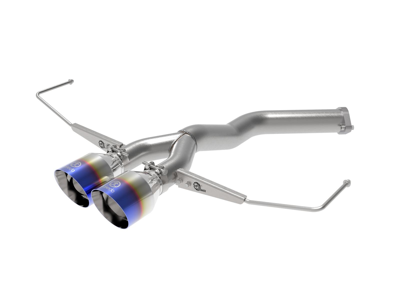 AFE Takeda 3 IN to 2-1/2 IN 304 Stainless Steel Axle-Back Exhaust w/ Blue Flame Tip (Hyundai Veloster 19-20 L4-1.6L (t)) - 49-37012-L