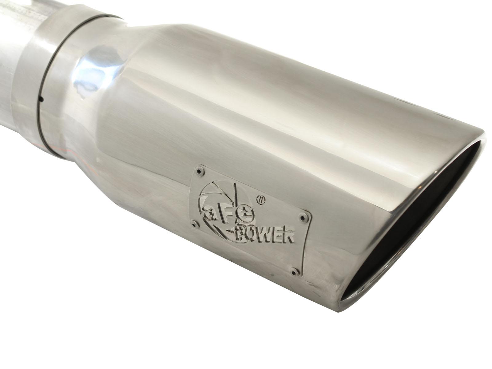 AFE Large Bore-HD 5 IN 409 Stainless Steel DPF-Back Exhaust System w/Polished Tip (2008-2010 F-550 Super Duty) - 49-43054-P