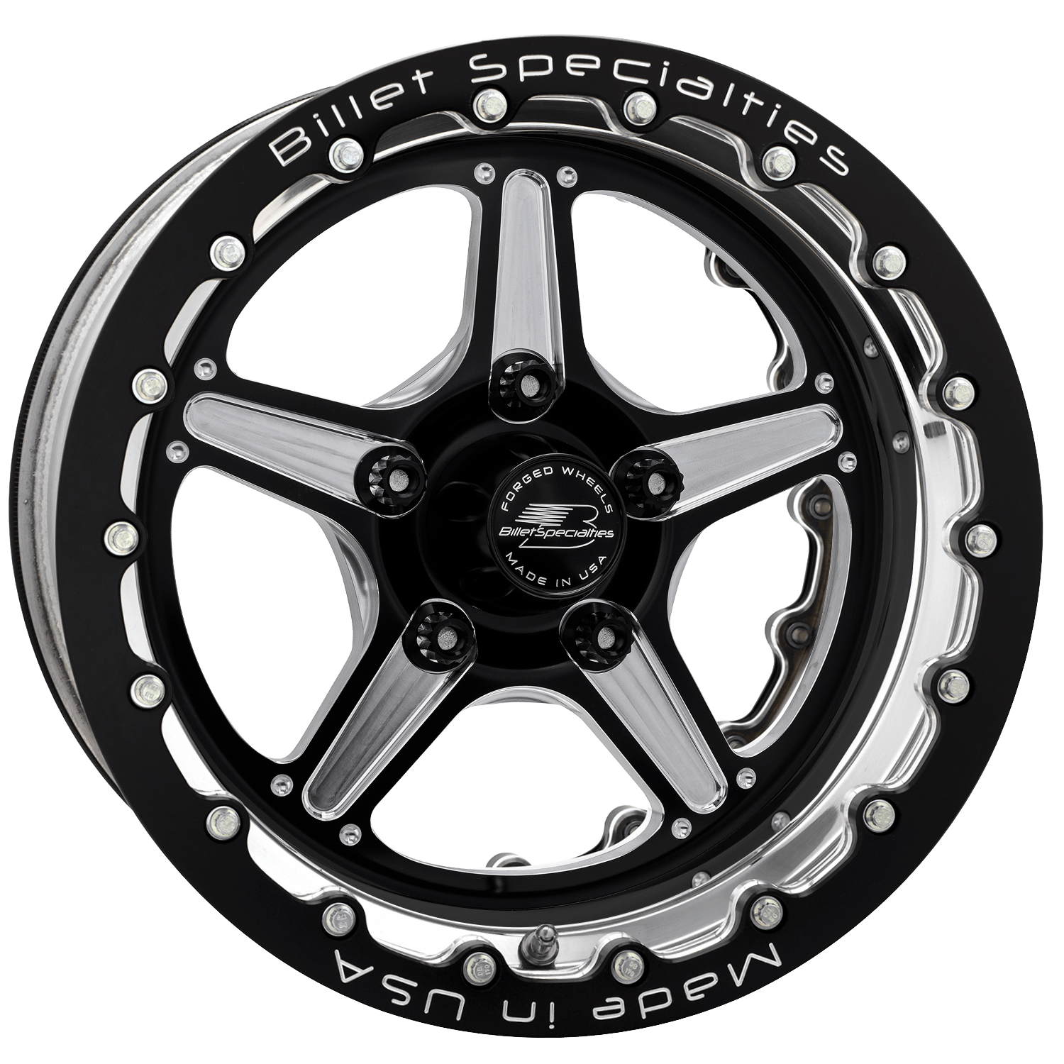 Billet Specialties Street Lite Wheel - Black Double Bead Lock 15X12 5.50" Back Spacing 65 BP - BRDB23512L6555
