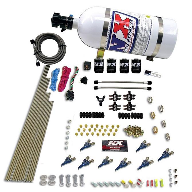 Nitrous Express 8 Cyl Piranha Direct Port, 4 Solenoids, With 10Lb Bottle (200-500Hp Efi Jets) - 80001EFI-10