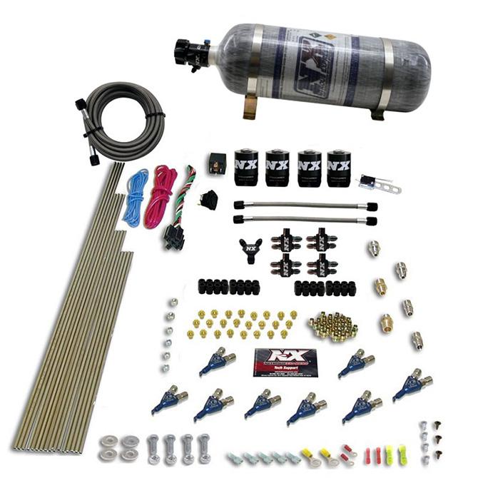 Nitrous Express 8 Cyl Piranha Direct Port, 4 Solenoids, With 12Lb Bottle (200-500Hp Efi Jets) - 80001EFI-12