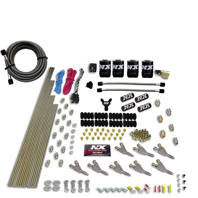 Nitrous Express Vortech Nozzle System (200-500Hp) Gas W/ Dist. Block & 4 Solenoids Less Bottle - 80016-00