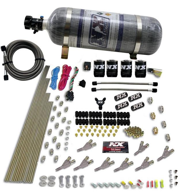 Nitrous Express Std Nozzle System (200-500Hp) Gas W /Dist. Block & 4 Solenoids With 15Lb Bottle - 80018-12