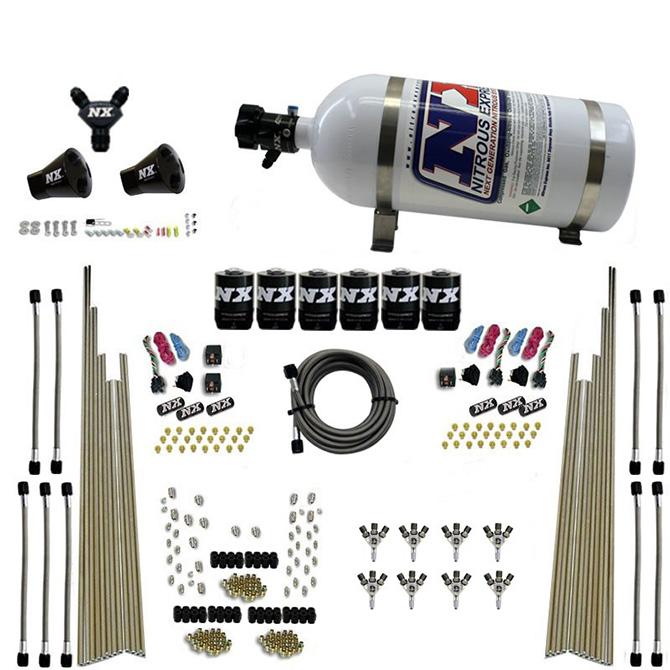 Nitrous Express 8-Cyl Triple-D Dry Direct Port, 3 Stage Dry, 6 Solenoids, W/ 10Lb Bottle - 80020-10