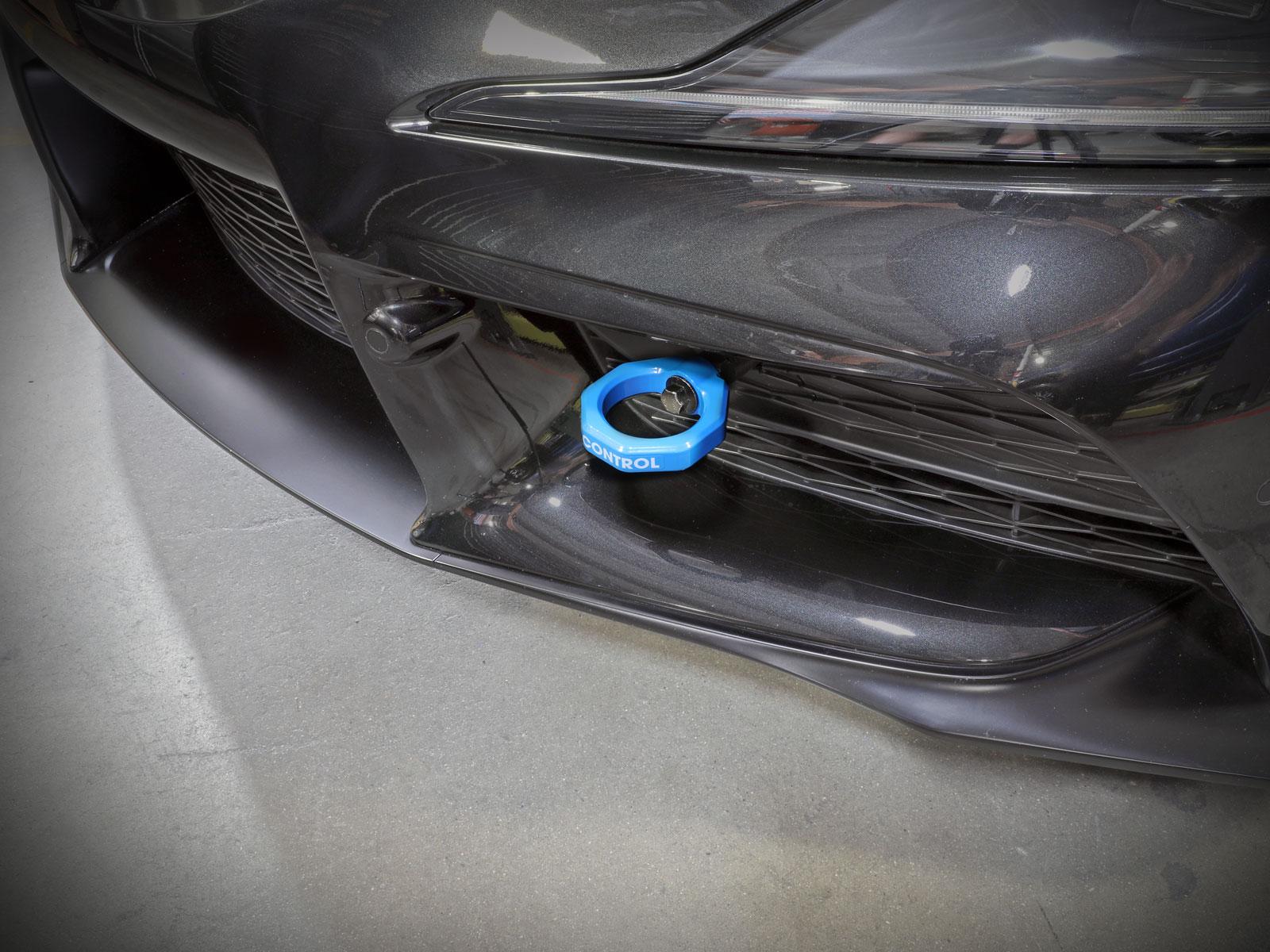aFe CONTROL Rear Tow Hook Blue (2020-2021 GR Supra, GR Supra, GR Supra) - 450-721001-L