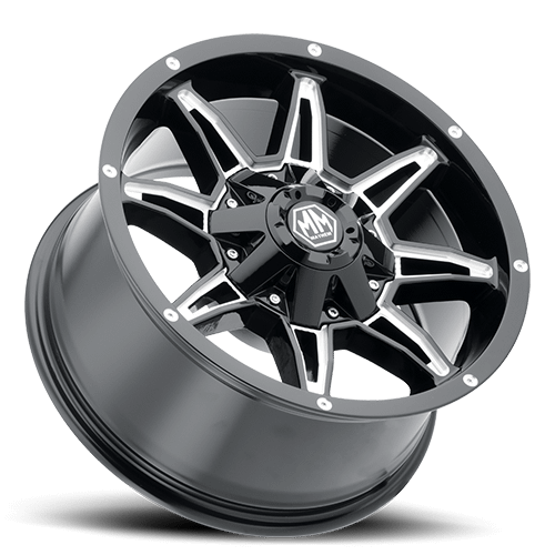 Mayhem Wheels 8090 Rampage 20x9 / 5x127 BP / 0mm Offset / 87mm Hub Black w/ Milled Spokes Wheel - 8090-2952M