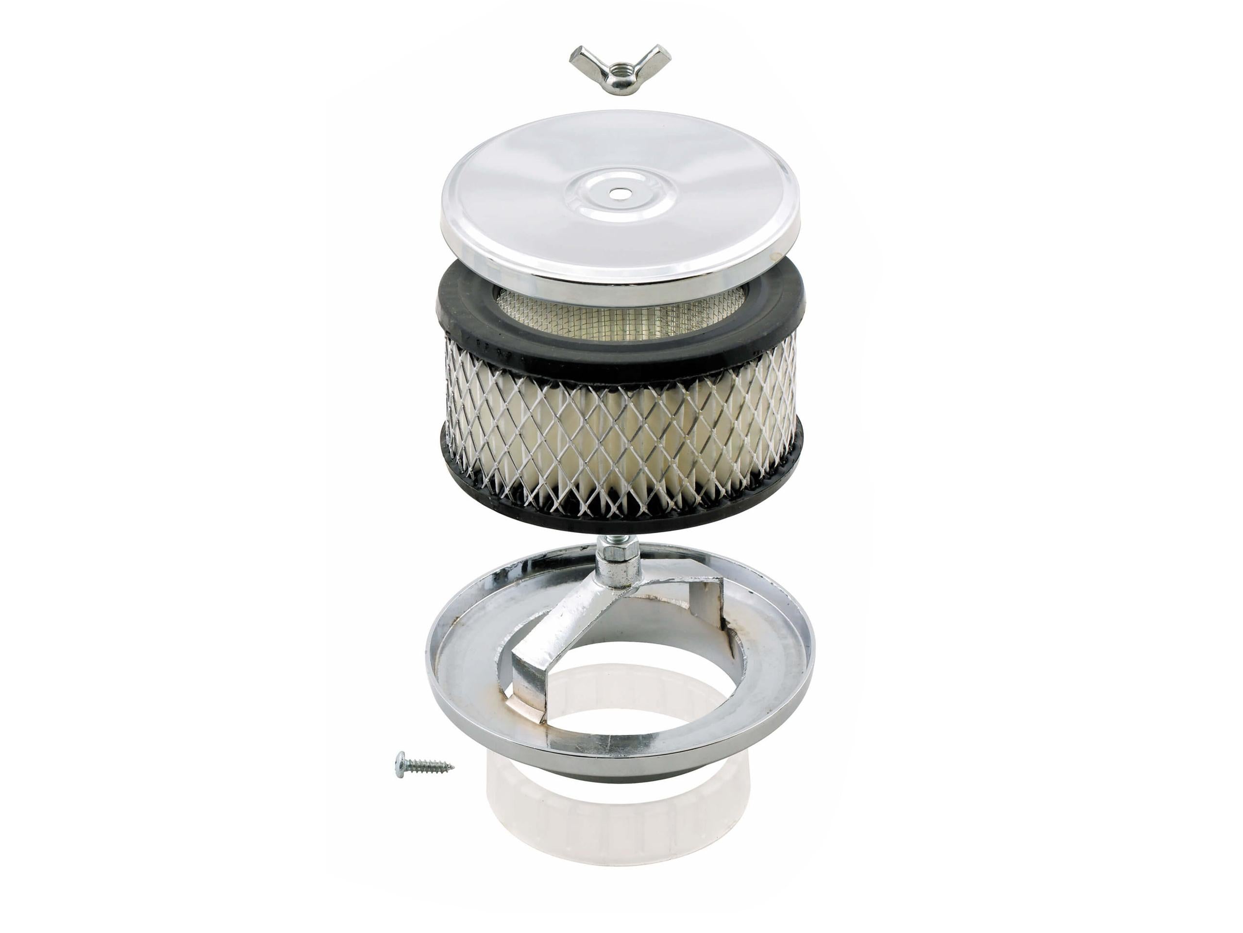 Mr. Gasket Air Cleaner - Deep Dish - 4 Inch x 2 Inch - Chrome.  - 4354