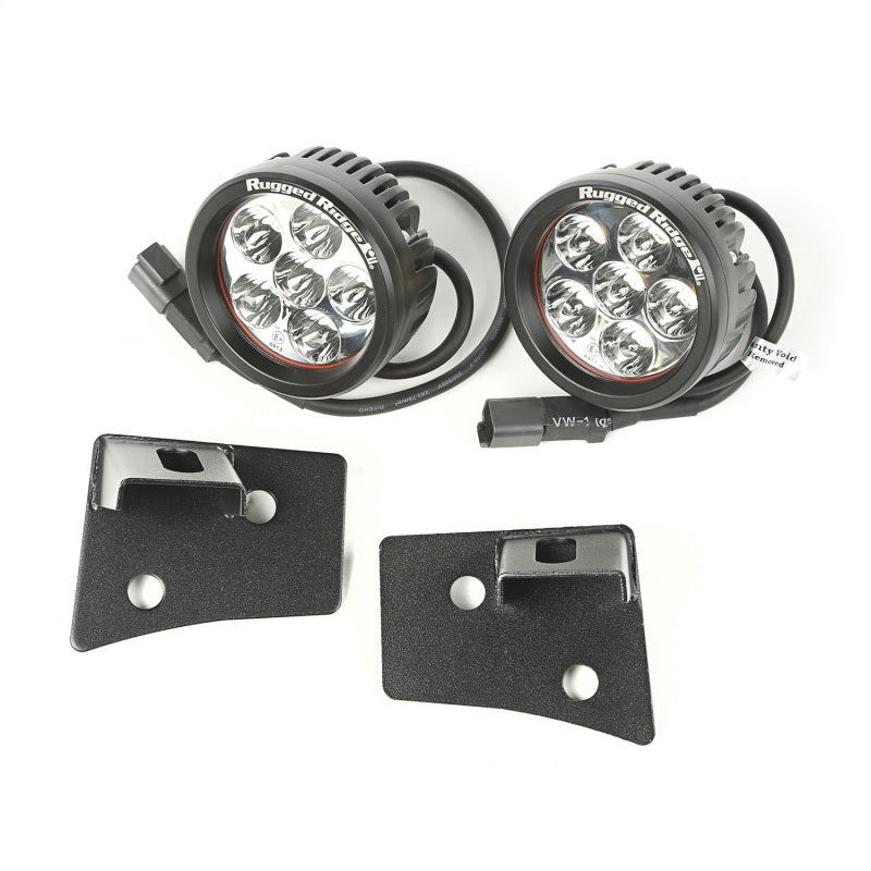 Rugged Ridge Light Kit Windshield Mounted Round Black; 07-18 Wrangler Jk - 11027.17