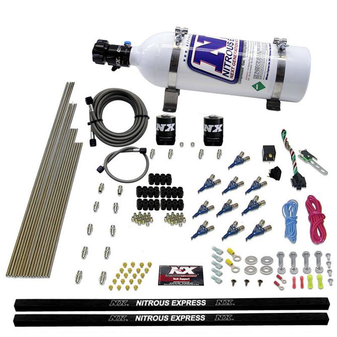 Nitrous Express 10-Cyl Piranha Nozzle Direct Port System W/ 5Lb Bottle (250-500Hp) - 81000EFI-05
