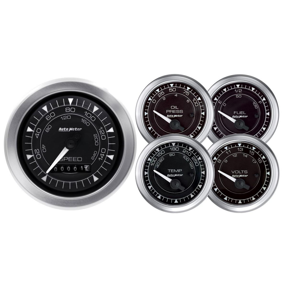 Auto Meter 5 PC. GAUGE KIT, 3-3/8" & 2-1/16", ELEC. SPEEDOMETER, CHRONO - 8100