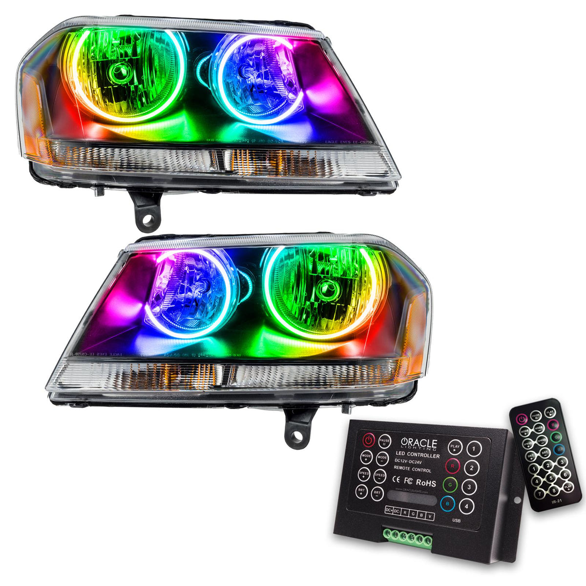 Oracle Lighting Smd Pre-Assembled Headlights, Black Bezel, Colorshift 2.0 (2008-2014 Avenger) - 8101-333
