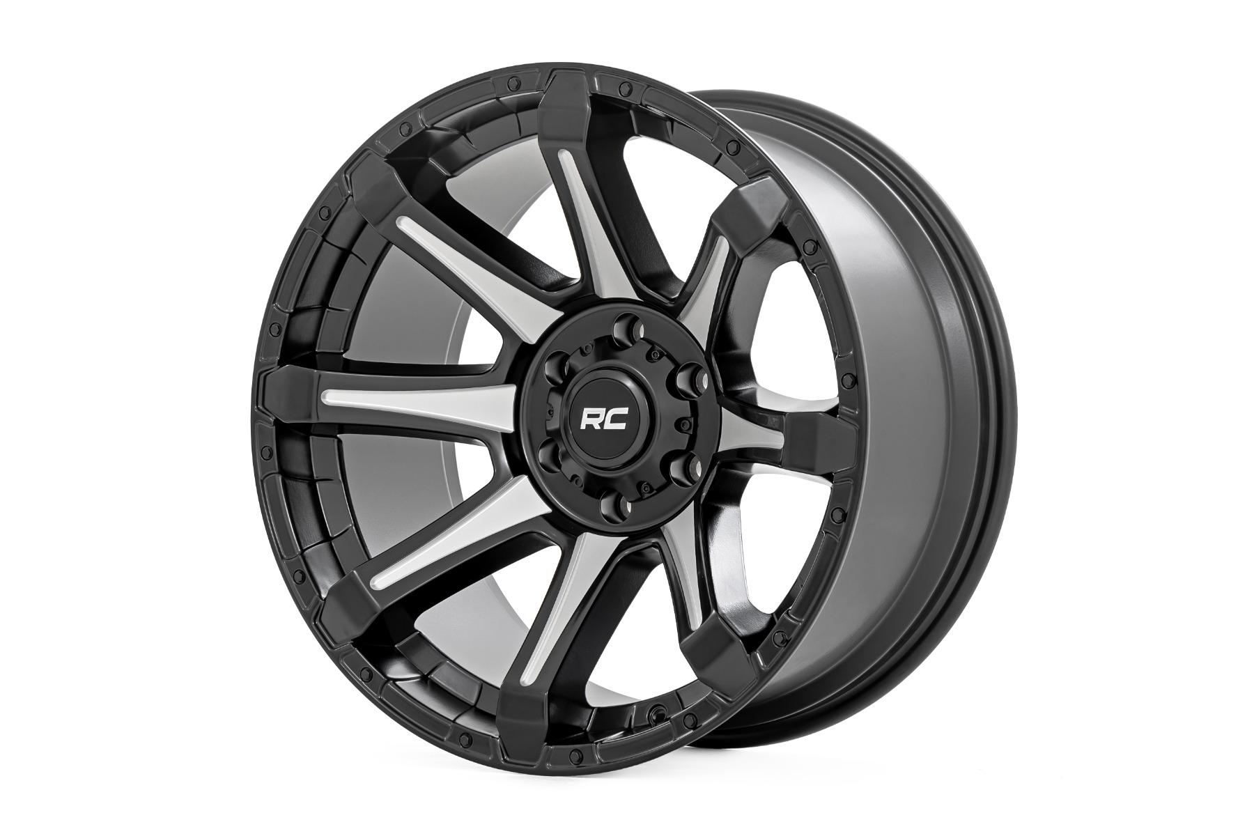 Rough Country 81 Series Wheel One-Piece Semi Gloss Black w/machined spokes 20x9 5x150 +18m (2007-2013 Tundra) - 81201805M