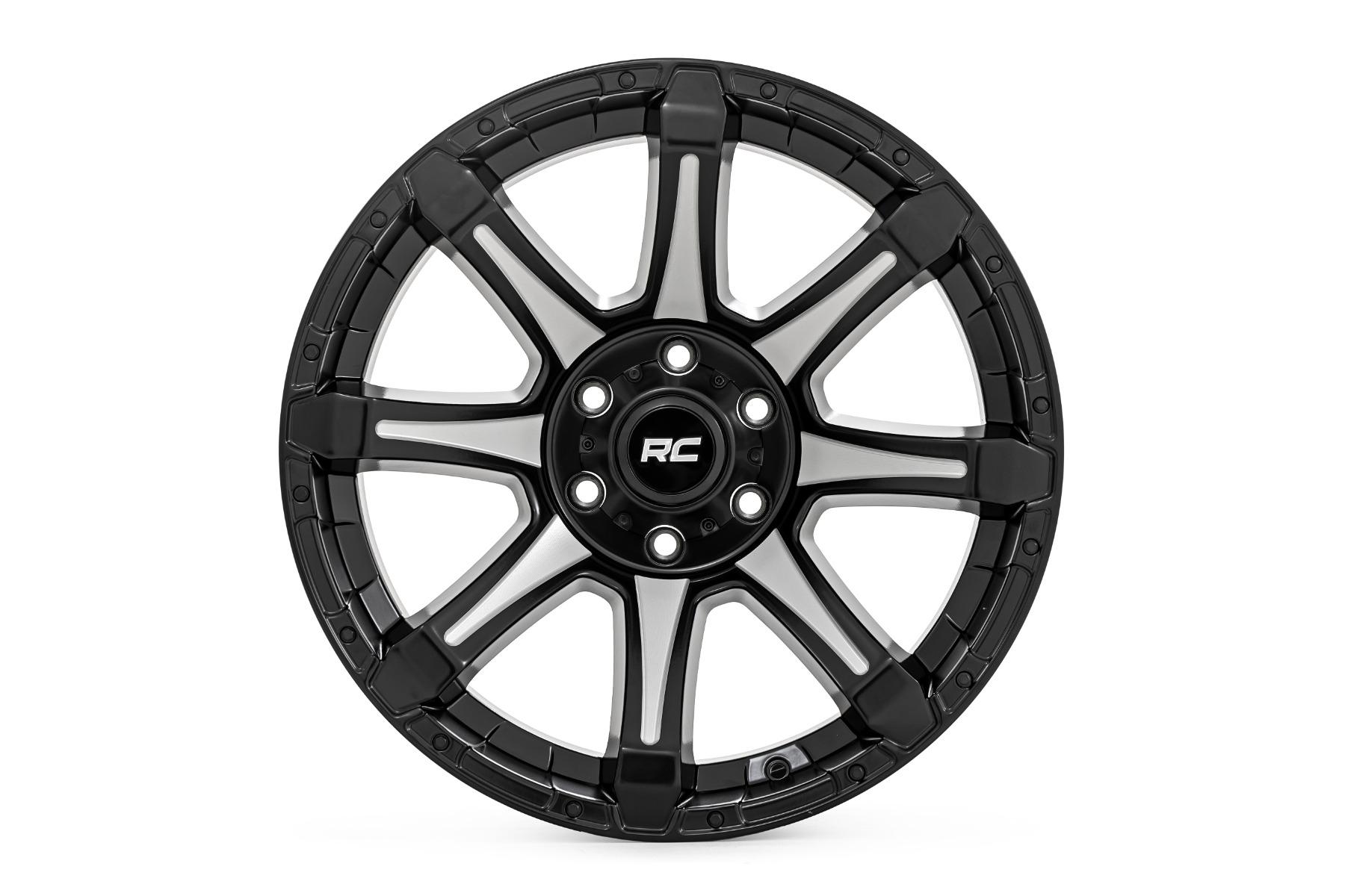 Rough Country 81 Series Wheel One-Piece Semi Gloss Black w/machined spokes 20x9 5x150 +18m (2007-2013 Tundra) - 81201805M