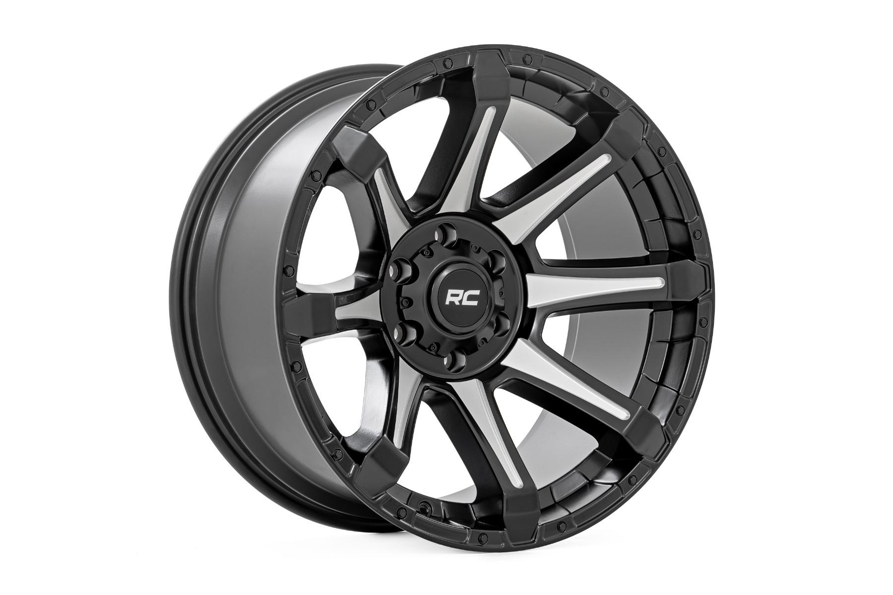 Rough Country 81 Series Wheel One-Piece Semi Gloss Black w/machined spokes 20x9 5x150 +18m (2007-2013 Tundra) - 81201805M