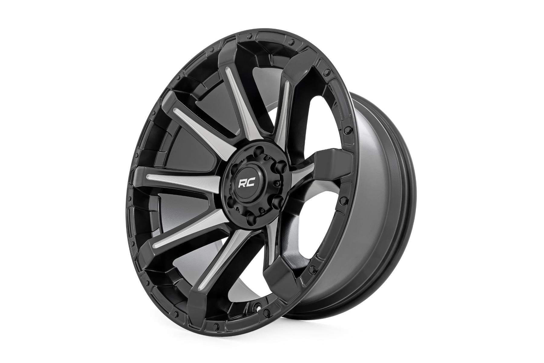 Rough Country 81 Series Wheel One-Piece Semi Gloss Black w/machined spokes 20x9 5x150 +18m (2007-2013 Tundra) - 81201805M