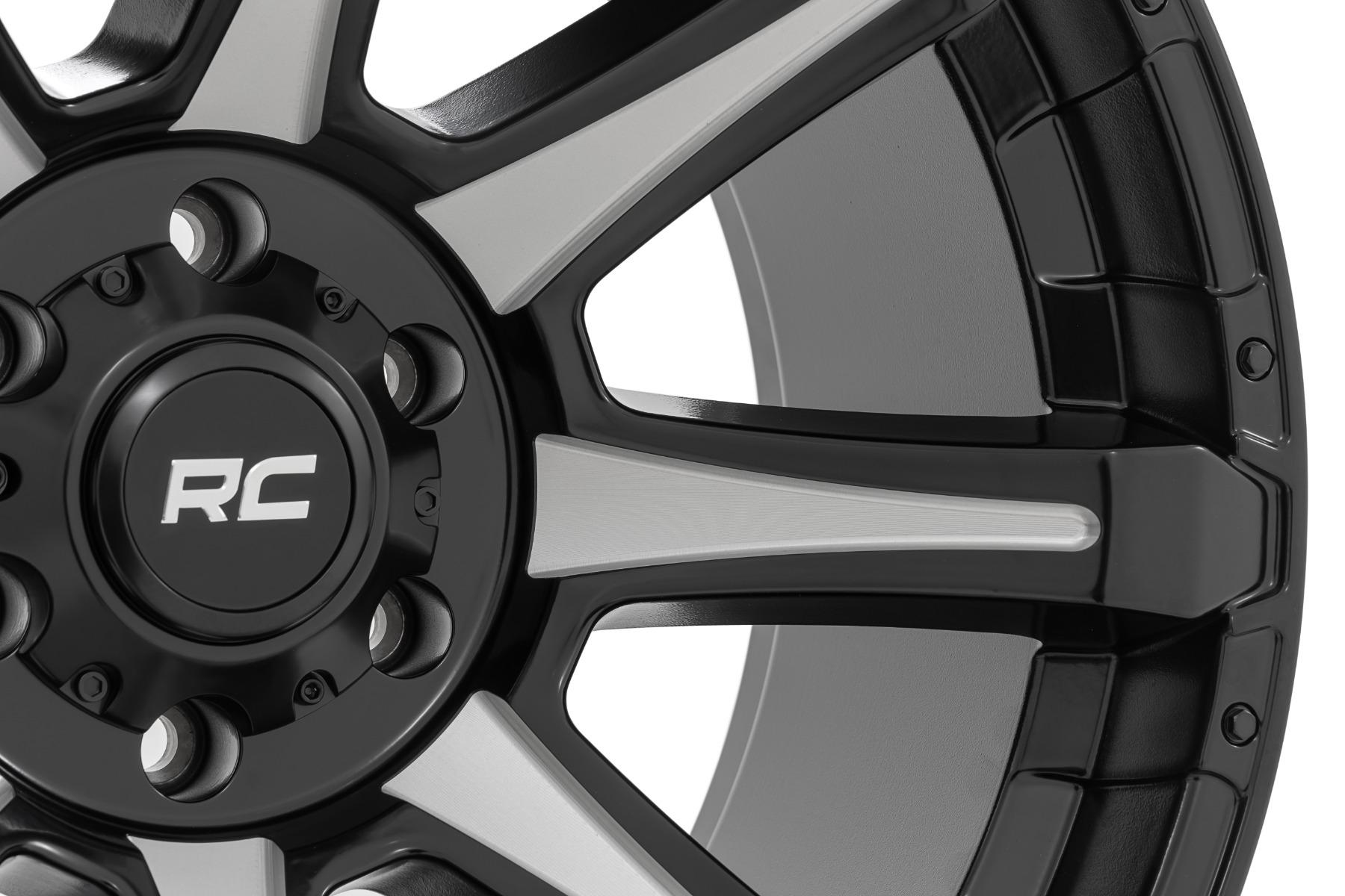 Rough Country 81 Series Wheel One-Piece Semi Gloss Black w/machined spokes 20x9 5x150 +18m (2007-2013 Tundra) - 81201805M